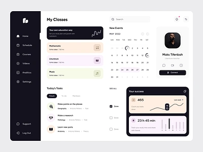 E-learning Dashboard app class courses dashboard education education system event interface learning my class school study teacher training training system tutor ui ux web app web system