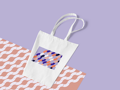 Tote Bag bag black blue graphic design illustration orange pattern tote vector violet waves white