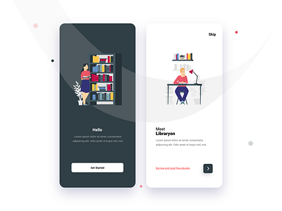 Libraryon Mobile App. app branding branding design design illustration ui ux vector