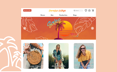 PARADISE VINTAGE HOMEPAGE design desktop illustration procreate sketch training ui ux