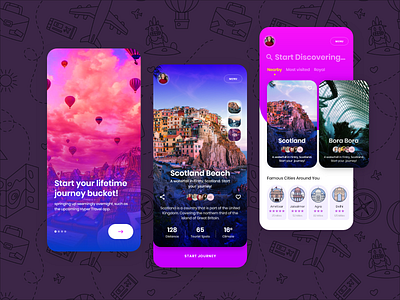 Travel app adobexd app artist beauty clean cleandesign conceptdesign design destinations explore gems hospitality illustraion journey travel trip ui ux uxdesign whislist