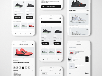 Adidas shoes store add to cart adidas app designer clean ui ecommerce app figmadesign ios app development minimum mobile app design mobile design mobile ui running shoes shoes app shoes store user interface design