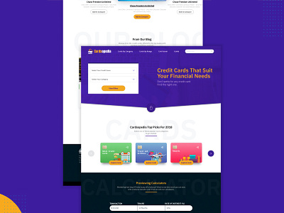 Cardsopedia Responsive website for card compare site card design cleandesign coloful compare illustration responsive design ui uiux websitedesign