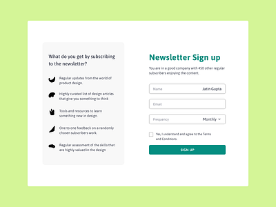 Form UI 100daysofui dailyui design form ui newsletter newsletter design productdesign ui ux web design