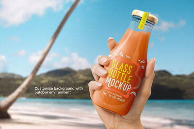 Realistic Glass Bottle Mockups Set branding glass bottle glass bottle mockup juice milk mock up mockup packaging realistic smoothie