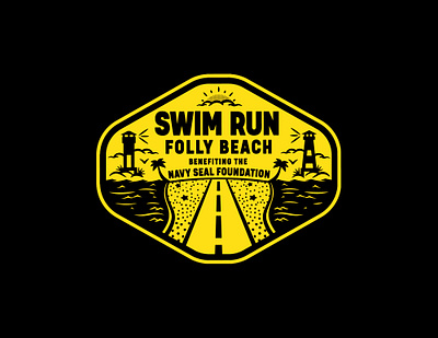 Swim Run Folly Beach Badge badge badge design branding design design art graphic illustration illustrator logo vector vector art