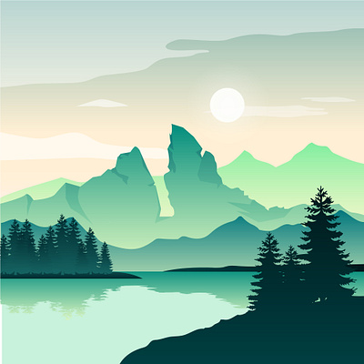 Mount landscape active coloring cover flat illustration landcape mountain mountains nature silhouette simple vector
