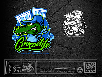 Crocodile window logos chipdavid crocodile dogwings drawing illustration logo vector window cleaning