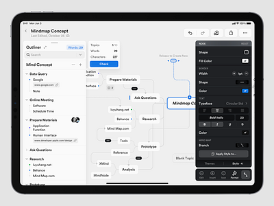 Mindmap Concept Application app application concept design edit editing editor editorial editorial design ideas layout mapping mind mind map mindmap platform sketch ui