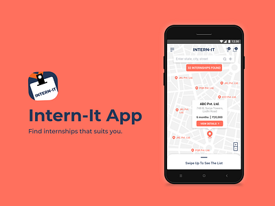 Find internships using maps android app color design internship logo mobile research student ui user experience ux