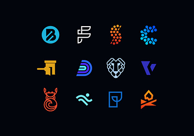 Logo Designs - 2020 b boost branding c cell crabs d f fire icon law lion logo p running software stem technology v waves