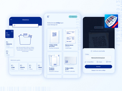 Scan Code Reader android app appdesign application blue clean flat interface iphone mobile ui ux white