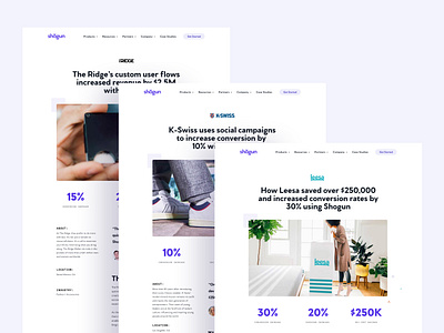 Shogun Case Studies— Design case studies casestudy clean ecommerce landing page saas template