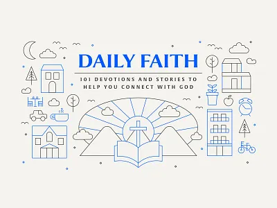 DF Unused Draft badge christian city cross daily faith flyer homes house icons jesus landscape life lines logo morning mountains park sky urban