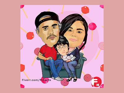 Family Cartoon Portrait Design Art boyfriend caricature cartoonportrait cartoonportraitdesign couple familycartoonportraitdesign