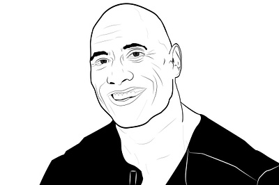 Line Art Portrait of Dwayne Johnson