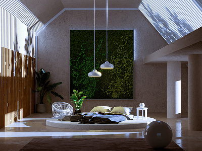 dreaming. 3d 3dart abstract architecture bedroom cgi colorful digitalart dreaming geometry illustration light render shapes sleep sofa