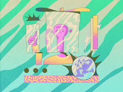 Mask abstract character color composition design dribbble illustration shapes