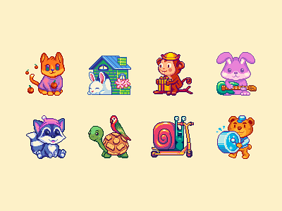 Pixel animals 16bit 8bit cute animals game art game design gaming icon illustration icons illustraion pixel animals pixel art pixel icons pixelart