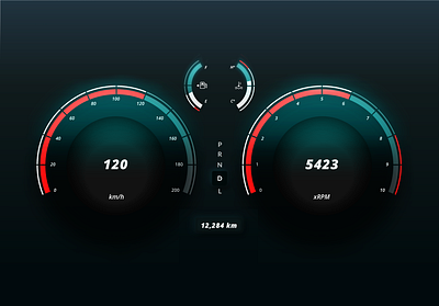 Daily UI 034 - Car interface car daily gauge interface neuomorphic speedometer ui