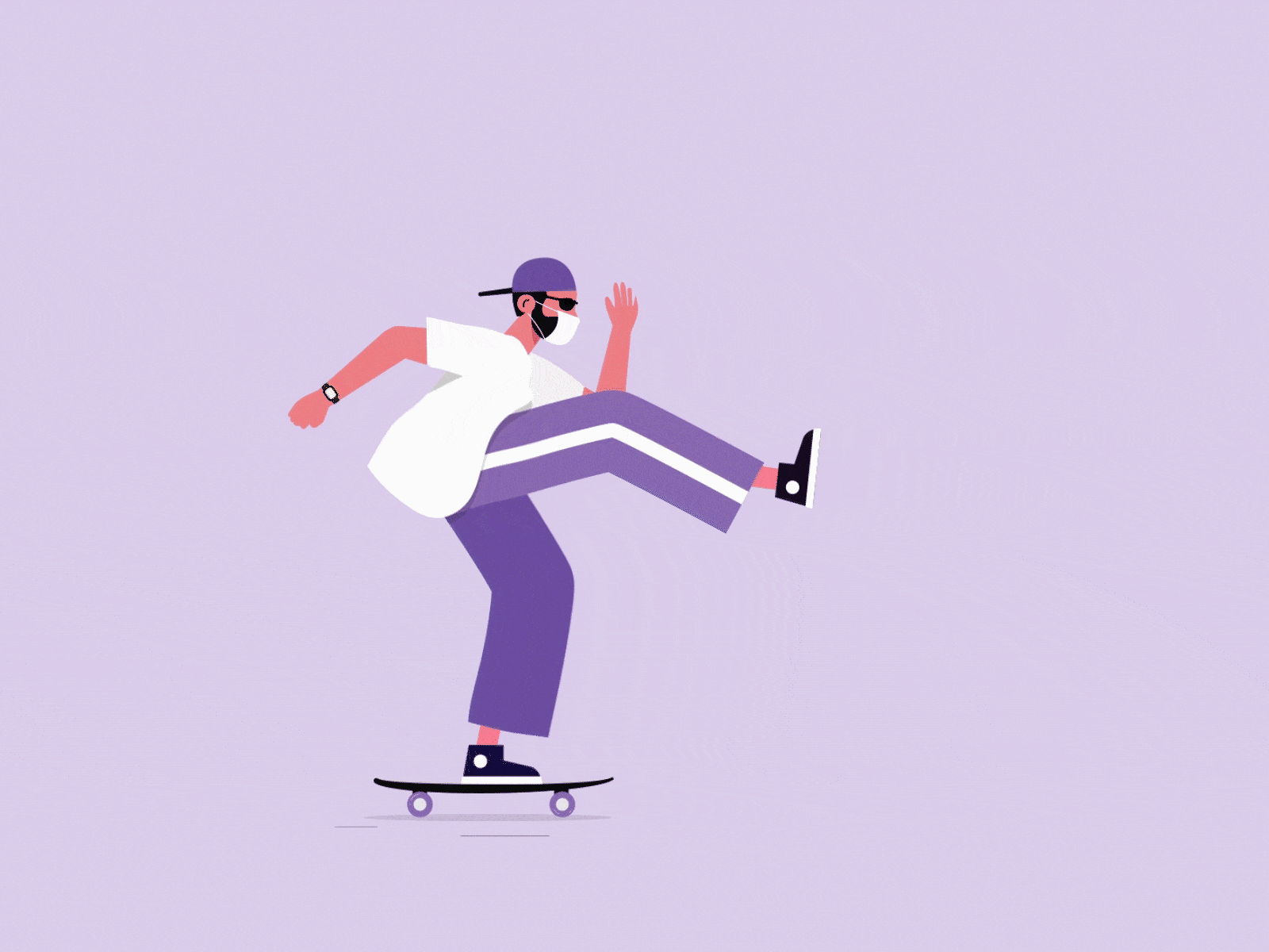 Skateboarding 2danimation character character animation characterdesign corona covid19 gif loop loop animation mask motion graphics skateboard skateboarding skater