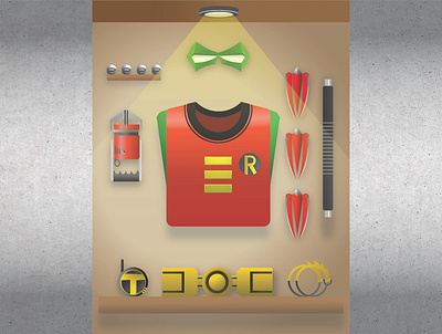 Robin batman gradient hood illustration illustrator red superhero vector