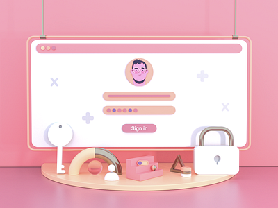 Sign in 3d art direction branding c4d concept illustration iran key lock modeling profile redshift sign in tehran typography uiux webdesign