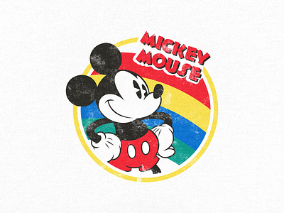 Disney - Mickey Mouse Rainbow 70s apparel cartoon disney fashion graphic design graphic tee iron on merch mickey mouse mouse pixar rainbow retro vintage