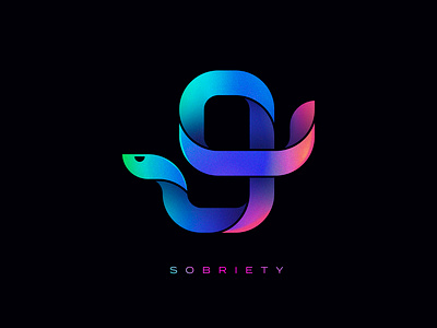 9 years sober 9 flash gradient holographic line logo nine snake sobriety