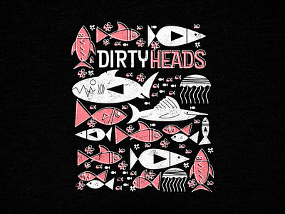 Dirty Heads - Fish Design 50s apparel bandmerch beach california dirty heads fish florida graphic tee illustration marijuana merch mid century ocean retro shirt smoke vacation vintage weed