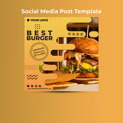 Best Burger Weekend Offer Social Media Post Template advertising advertising design advertising flyer festival festival poster poster design restaurant branding social media templates