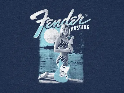 Fender - Surfer Gal apparel beach beach life bikini fender fender guitar guitar hawaii merch mustang retro shirt surf surfing vacation vintage