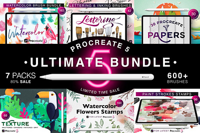 Ultimate Procreate Brush Bundle app brush brushes design drawing illustration ipad pro painting paper pencil procreate procreate brush procreate brush set procreate brushes watercolor watercolor art watercolor illustration watercolor painting watercolors website