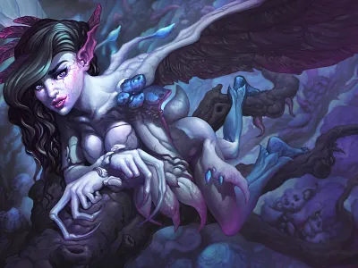 The Tangled Forest Spirit black hair demon demongirl druid girl fantasy forest spirit girl illustration illustration art nature procreate splash art vampire girl