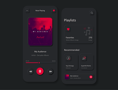 Music App Neumorphism Dark Mode app design illustration ui ux