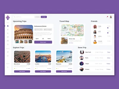 Travel Dashboard design icon illustration ui ux vector