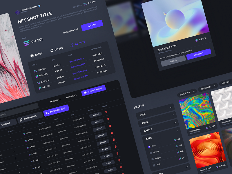 NFT platform design details crypto crypto app nft ui designer uiux