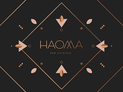 Haoma identity ayurveda beauty product black brand brand identity branding classic contemporary copper identitydesign illustrator legacy logo logodesign luxury minimal natural raw skincare wellness