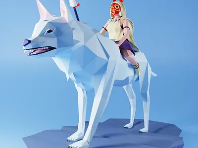 San (Princess Mononoke) 3d art 3dartist b3d blender blender3d blender3dart blendercycles illustration illustrations lowpoly lowpoly3d lowpolyart