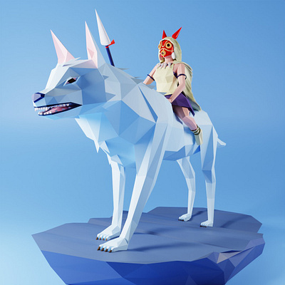 San (Princess Mononoke) 3d art 3dartist b3d blender blender3d blender3dart blendercycles illustration illustrations lowpoly lowpoly3d lowpolyart