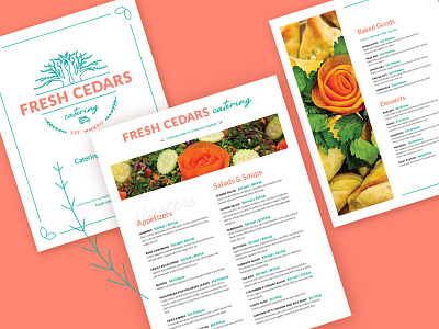 Fresh Cedars :: Menu brand design branding catering food food menu food truck green identity kitchen lebanese mediterranean menu orange print red restaurant restaurant menu tree