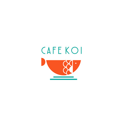 CAFE KOI branding cafe cafe logo café coffee design fish flat illustration koi fish logo minimal vector