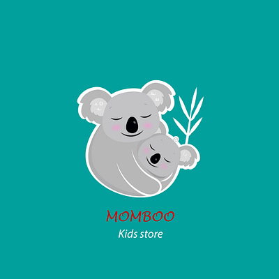 MOMBOO baby bamboo logo branding cute design illustration kids kids store koala logo minimal mother vector