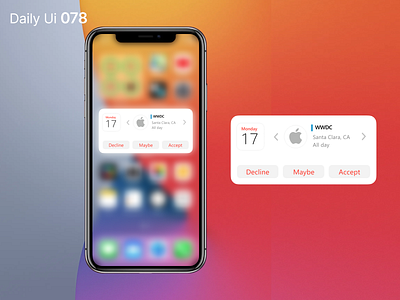 Daily Ui 078 - Pending invitation apple calendar calendar app daily 100 challenge daily ui daily ui 078 dailyui design event event app ios ios 14 iphone iphone x ui ui design uidesign ux wwdc