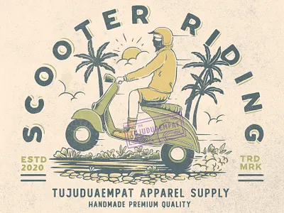 Scooter Riding branding design digitalillustration handdrawn illustration motorbike motorcycles nature old style ride riding scooter scooters summertime tshirt design vintage vintage design