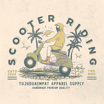 Scooter Riding branding design digitalillustration handdrawn illustration motorbike motorcycles nature old style ride riding scooter scooters summertime tshirt design vintage vintage design