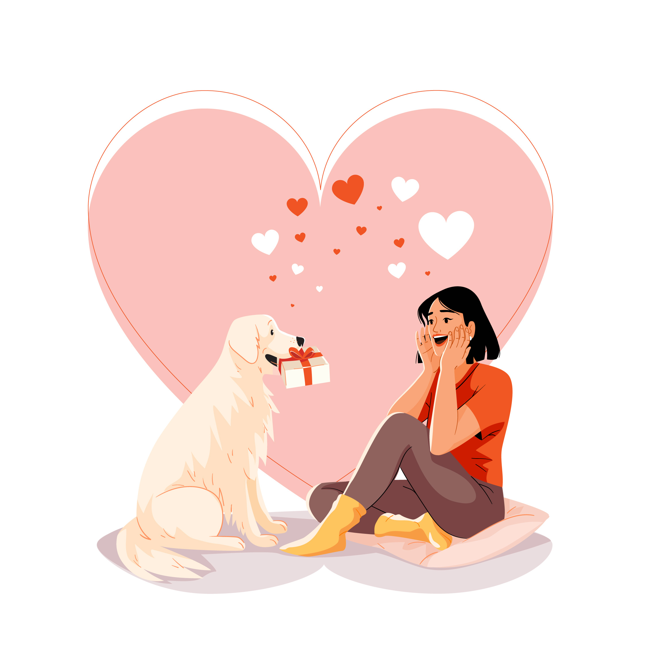 My Furentine character design dog goldenretriever graphic illustration image love pastel valentine vector woman