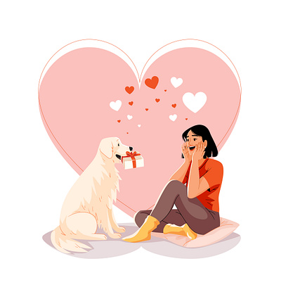 My Furentine character design dog goldenretriever graphic illustration image love pastel valentine vector woman