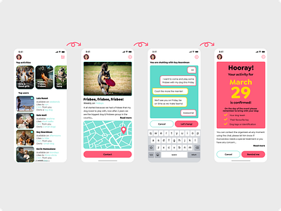 How to join an activity to make friends usin a dog-walking app app color colour design product design prototype ui ux