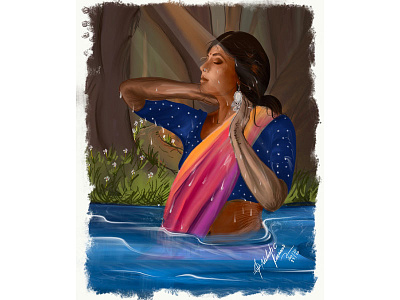 Mysterious art creative doodle gradient illustration painting procreateapp women